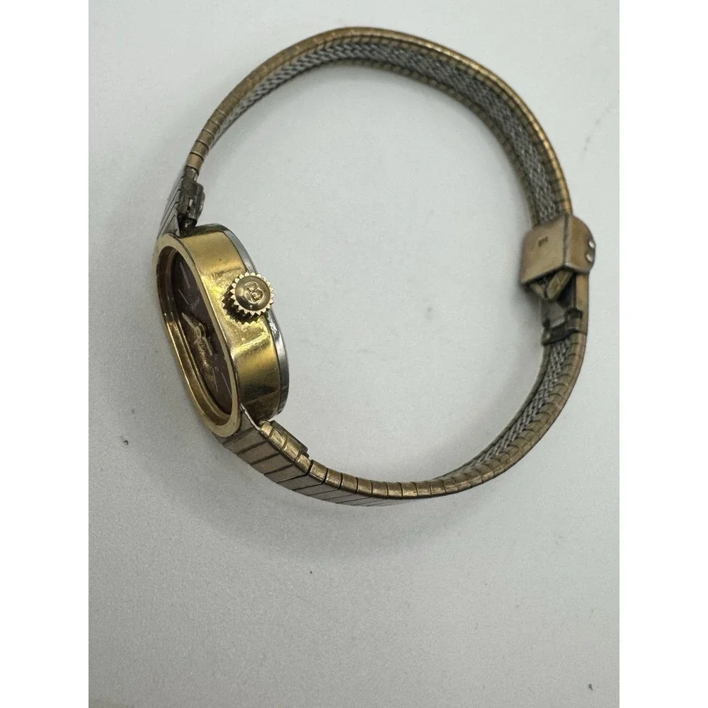 Vintage Bulova Ladies Wind Up Watch 10k‎ Gold RGP Bezel Missing Crystal